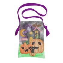 Bolsa sacola em tecido coleta de doces halloween - abóboras gato