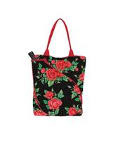 Bolsa Sacola Esportiva Rosas Fundo Preto