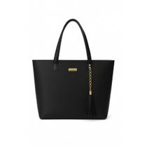Bolsa Sacola Feminina de Ombro Grande Dia a Dia espaçosa Elegante para Trabalho Praia Cor:Preto