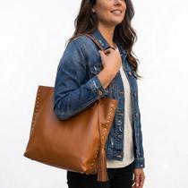 Bolsa Sacola Feminina Grande Alça Transversal Franja Tachas Bolsa Sacola Feminina Grande Alça Transversal Franja Tachas
