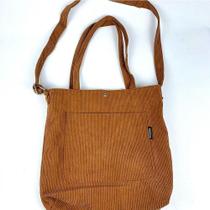 Bolsa Sacola Feminina Veludo Cotelê Casual Escolar Faculdade Bolsa Tote Retrô marrom