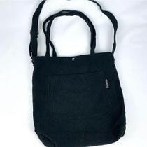 Bolsa Sacola Feminina Veludo Cotelê Casual Escolar Faculdade Bolsa Tote Retrô preto