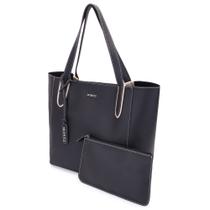 Bolsa Sacola Grande Moncci Preta com detalhes Branco