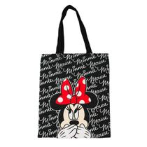 Bolsa Sacola Preta Retangular Rosto Minnie - Disney