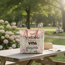 Bolsa Sacola Tecido Ecobag Gratidão É Reconhecer Que A Vida É Um Presente
