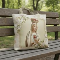 Bolsa Sacola Tecido Ecobag Nossa Senhora De Fátima Bege