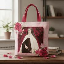 Bolsa Sacola Tecido Ecobag Santa Teresinha Rosa Bolsa Sacola Tecido Ecobag Santa Teresinha Rosa