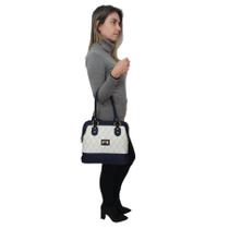 Bolsa Sacola Topgrife Shopper Couro Azul Marinho E Branco