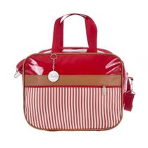 Bolsa Saída Maternidade Vermelho Listras c/Medalha - 1 pç