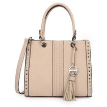 Bolsa satchel grande detalhes em metal wj sintético
