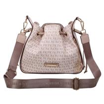 Bolsa Satchel Média Fellipe Krein Ss23 Monograma Fk625 - Nude