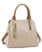 Bolsa Satchel Monograma Pontilhado - Alça de Mão - Chenson 3485532 - Bege Bolsa Satchel Monograma Pontilhado - Alça de Mão - Chenson 3485532 - Bege