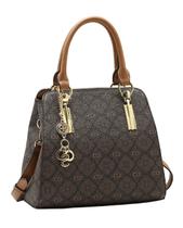 Bolsa Satchel Monograma Pontilhado - Alça de Mão - Chenson 3485532 - Café Bolsa Satchel Monograma Pontilhado - Alça de Mão - Chenson 3485532 - Café