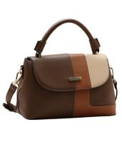 Bolsa Satchel Patchwork - Alça de Mão - Chenson 3485933 Café