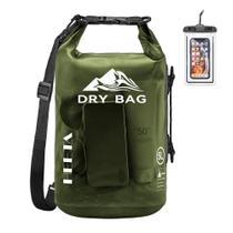 Bolsa seca HEETA impermeável de 20 litros com capa de telefone para viagens verde