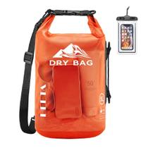 Bolsa seca HEETA Waterproof Roll Top 10L com capa de telefone laranja