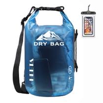 Bolsa seca impermeável HEETA 5L com capa de telefone para viagem azul