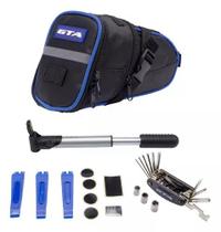 Bolsa Selim Com Kit Ferramenta Chave Bomba Cor Preto/azul