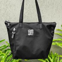 Bolsa Shopper Nylon GOOD VIBES de Ombro Clean Esportiva Academia Bags Gym Masculino Feminino Ziper Vertical Frontal Resistente