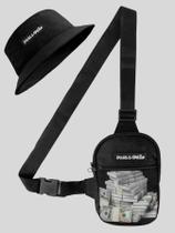 Bolsa Shoulder Bag Masculina Mini Bolsa Necessaire + Chapeu Bucket Dollar Bolsa Shoulder Bag Masculina Mini Bolsa Necessaire + Chapeu Bucket Dollar