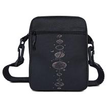 Bolsa Shoulder Bag Preta Sistema Solar Pequena Necessaire Transversal Tiracolo