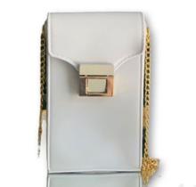 Bolsa silicone porta celular com alça corrente dourada