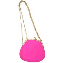 Bolsa Silicone Tiracolo Vintage Rosa Com Corrente Dourada (BL-2662-6)