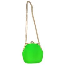 Bolsa Silicone Tiracolo Vintage Verde Com Corrente Dourada (BL-2662-6) Bolsa Silicone Tiracolo Vintage Verde Com Corrente Dourada (BL-2662-6)