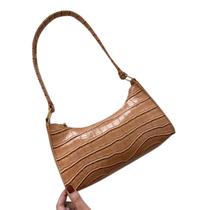 Bolsa Sintética Crocodilo PU Pequena de Ombro/Mão Alça Curta