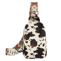 Bolsa Sling Mzjeaziany - Estampa de Vaca - Bolsa de Peito em Couro PU para Mulheres