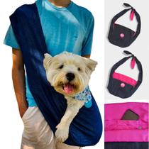 Bolsa Sling Pet Jeans Orquídea Rosa Diggy Doggy - Sling para Cachorro - Bolsa Transporte Pet