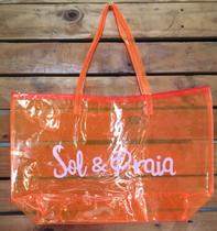 Bolsa, sol e mar , transparente, na cor laranja Bolsa, sol e mar , transparente, na cor laranja