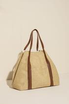 Bolsa St Tropez com tecido natural e detalhes em couro artificial, com forro, bolso interno e botão de imã Bolsa St Tropez com tecido natural e detalhes em couro artificial, com forro, bolso interno e botão de imã