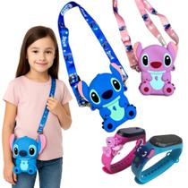 Bolsa Stitch Infantil Feminina Kit Com Relógio Digital