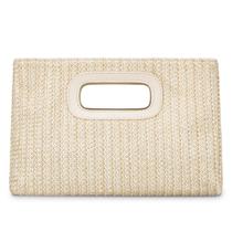 Bolsa Straw Clutch Kseymeir Top Handle para mulheres bege Bolsa Straw Clutch Kseymeir Top Handle para mulheres bege