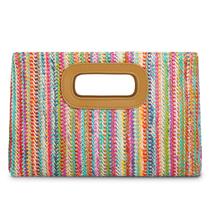 Bolsa Straw Clutch Kseymeir Top Handle para mulheres coloridas