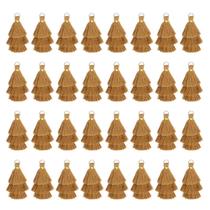 Bolsa Tassel Charm MECCANIXITY Mini, três camadas, 1,6 cm, amarela profunda Bolsa Tassel Charm MECCANIXITY Mini, três camadas, 1,6 cm, amarela profunda