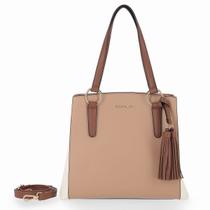 Bolsa Tati Shoulder Média Nude/Marrom/Off White