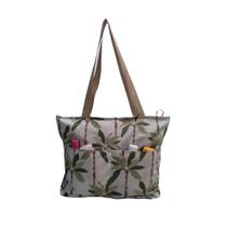 Bolsa Tecido Impermeável RMarqCollection Alça Ombro Estampa coqueiros cru moda Praia Clube