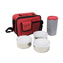 Bolsa térmica c/ 3 potes 280ml e 1 copo 400ml bege Milton