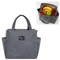 Bolsa termica cinza grande marmita fitness trabalho academia viagem passeio comida frutas alca bolso multiuso porta talh