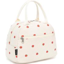 Bolsa Térmica de Almuerzo FlowFly de Pana para Mujeres con Diseño de Fresas