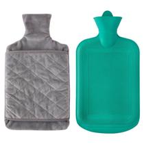 Bolsa Térmica de Borracha com Capa Aveludada, 1,6 Litros, 18,4cm x 2cm x 34,5cm, Para Compressas Quentes ou Frias, Lesõe