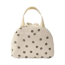 Bolsa Térmica De Corduroy De Grande Capacidade Com Estampa Fofa, Portátil Para Mulheres, Bolsa De