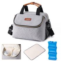 Bolsa térmica de leite materno BABEYER Grey com pacote de gelo, 6 garrafas