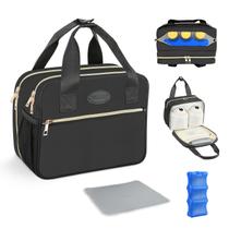 Bolsa térmica de leite materno PIIOSER Portable com bolsa de gelo preta Bolsa térmica de leite materno PIIOSER Portable com bolsa de gelo preta