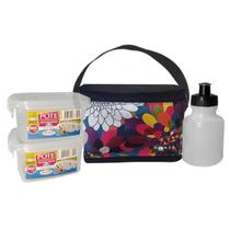 Bolsa Termica Feminina Floral Kit com Potes para Refeições