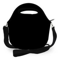 Bolsa Térmica Feminina Lancheira Neoprene Preto Liso Marmita - Enfn Eletronic