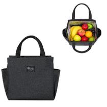 Bolsa Térmica Grande Fitness Ideal para Academia, Trabalho e Dieta, com Alça, 2 Bolsos e Porta Garrafa (Preta)