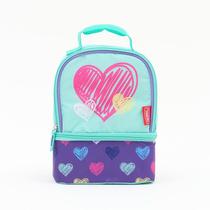 Bolsa Térmica Infantil Thermos Corações Coloridos Azul-claro